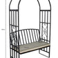 Huntingdon Garden Arch with Bench and Cushion – Steel Frame Seating in Gun Metal Grey