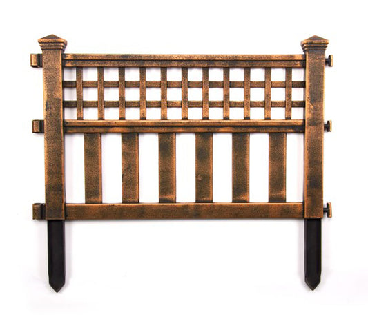 Pack of 4 Bronze Decorative Garden Fence Panels – Easy Fit Lawn & Border Edging (240cm Total)