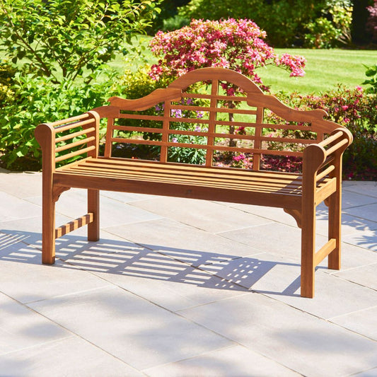 Lutyens Style Garden Bench – Sustainable Acacia Hardwood Outdoor Seat in Chestnut, White or Natural Finish
