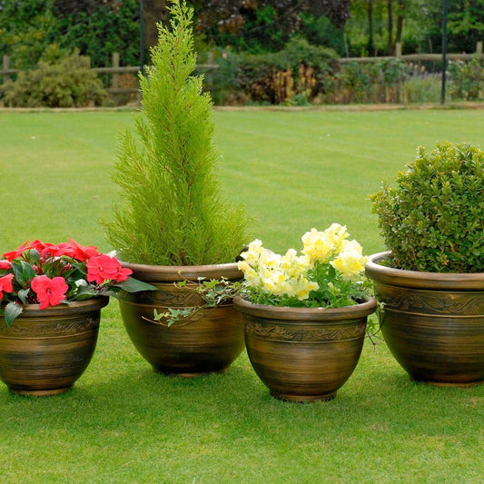 Pack of 4 Antique Style Wenlock Planters – UV-Resistant Garden Pots (Bronze Finish)