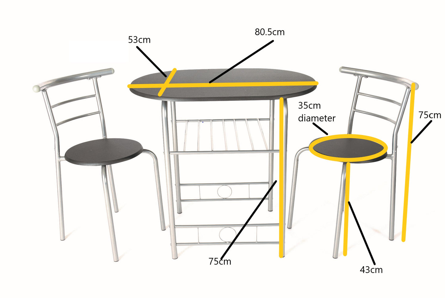 Stylish 2-Seater Compact Dining Set with Storage Shelf – Ideal for Small Spaces