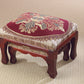 Elegant Nesting Footstools – Set of 2 Upholstered Ottoman Stools with Mahogany Legs