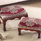 Elegant Nesting Footstools – Set of 2 Upholstered Ottoman Stools with Mahogany Legs
