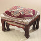 Elegant Nesting Footstools – Set of 2 Upholstered Ottoman Stools with Mahogany Legs