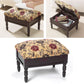Floral Upholstered Storage Footstool – Compact Wooden Ottoman with Hidden Compartment