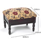 Floral Upholstered Storage Footstool – Compact Wooden Ottoman with Hidden Compartment