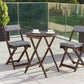 Raffles Foldable Acacia Hardwood Bistro Set with Cushions – 2 Chairs & Round Table in Chestnut, White, or Natural Finish