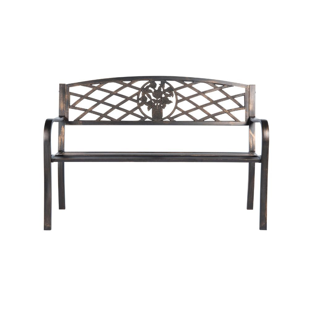 Coalbrookdale 2-Seater Garden Bench – Cast Iron Floral Backrest in Antique Bronze or Satin White
