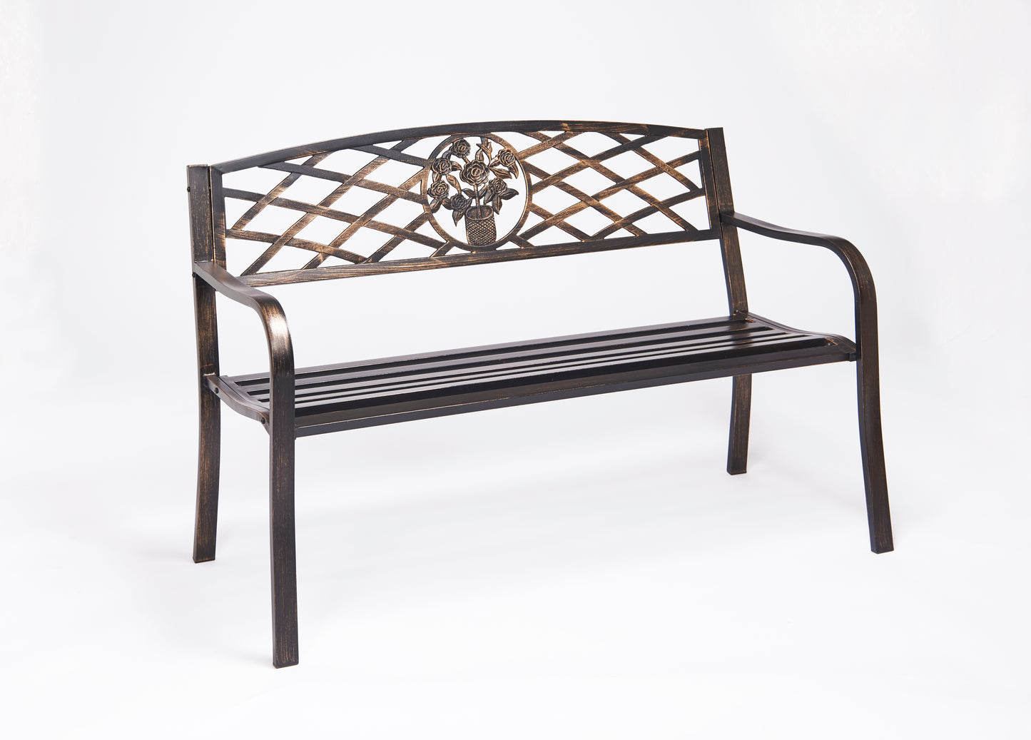 Coalbrookdale 2-Seater Garden Bench – Cast Iron Floral Backrest in Antique Bronze or Satin White