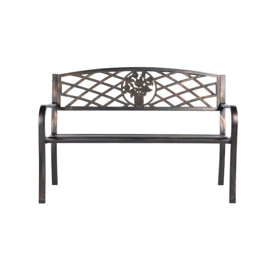 Coalbrookdale 2-Seater Garden Bench – Cast Iron Floral Backrest in Antique Bronze or Satin White