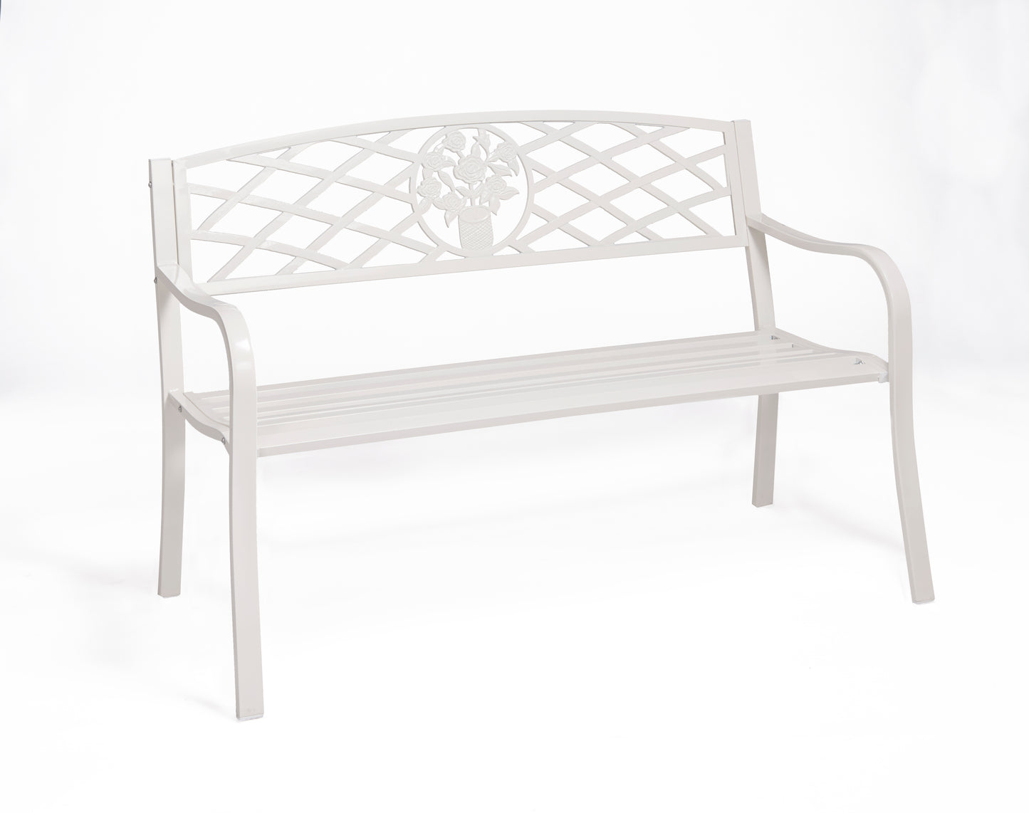 Coalbrookdale 2-Seater Garden Bench – Cast Iron Floral Backrest in Antique Bronze or Satin White