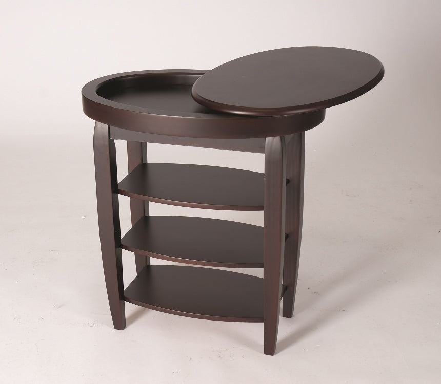Swivel Top Side Table with Hidden Storage – Mahogany or Oak Finish