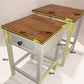 Set of 2 White and Oak-Effect Nesting Tables with Drawer – Space-Saving Design