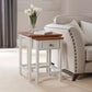 Set of 2 White and Oak-Effect Nesting Tables with Drawer – Space-Saving Design