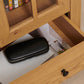 Wood Effect Display Cabinet with Drawer – Adjustable Shelves & Perspex Doors in Oak or Mahogany