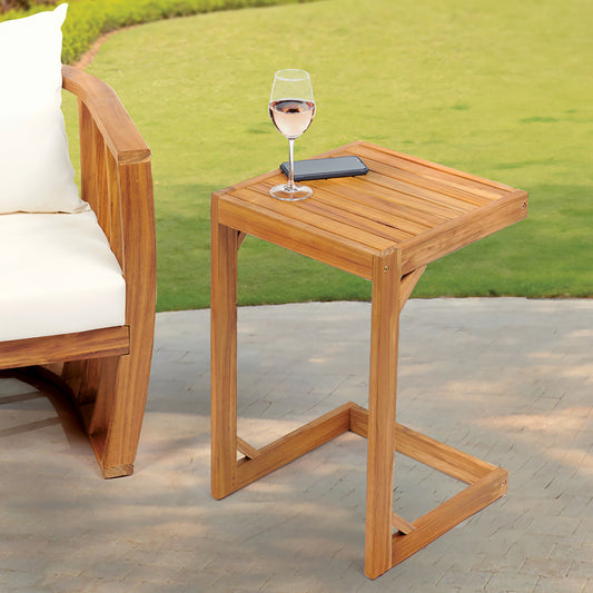 FSC Acacia Outdoor Side Table – Patio Table in Natural Oil Finish