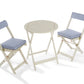 Raffles Foldable Acacia Hardwood Bistro Set with Cushions – 2 Chairs & Round Table in Chestnut, White, or Natural Finish
