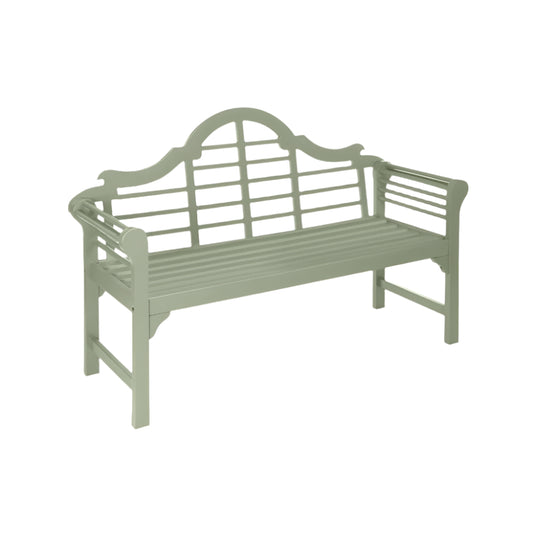 PU Coated Lutyens Style Garden Bench – FSC Acacia Hardwood in Light Grey or Sage Green Finish
