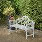 PU Coated Lutyens Style Garden Bench – FSC Acacia Hardwood in Light Grey or Sage Green Finish