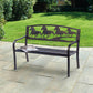 Horse Design 2-Seater Garden Bench – Cast Iron Backrest with Galloping Horses in Antique Bronze Finish