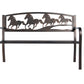Horse Design 2-Seater Garden Bench – Cast Iron Backrest with Galloping Horses in Antique Bronze Finish