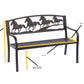 Horse Design 2-Seater Garden Bench – Cast Iron Backrest with Galloping Horses in Antique Bronze Finish