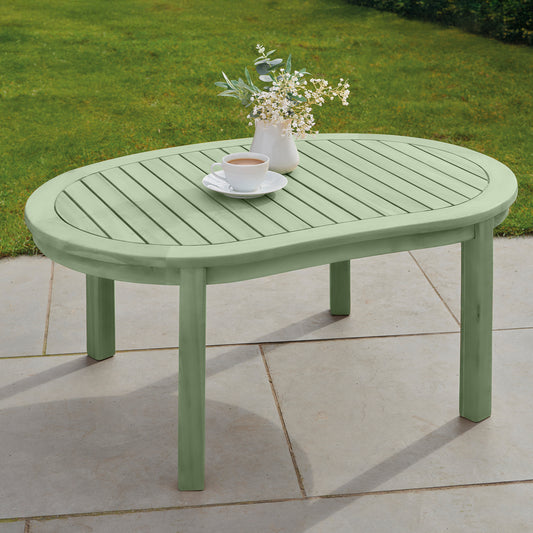 Banana-Shaped Wooden Table – Available in Natural and Sage Green
