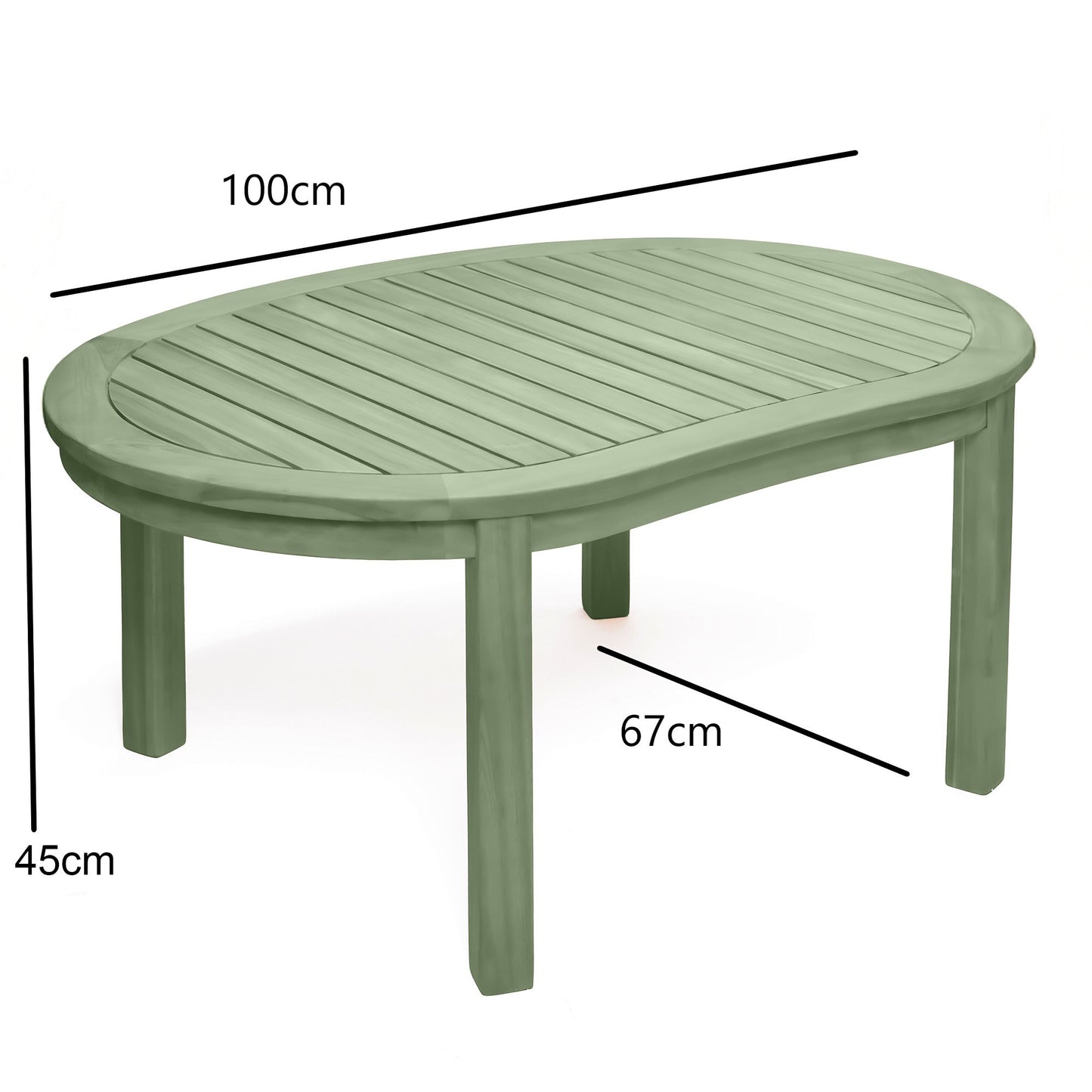 Greenhurst Banana Shaped Wooden Table Natural and Sage Green