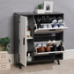 Modern Grey & White Shoe Storage Cabinet with Cupboard – Holds 10+ Pairs