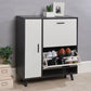 Modern Grey & White Shoe Storage Cabinet with Cupboard – Holds 10+ Pairs