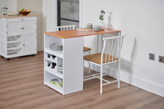 Space-Saving Bistro Dining Set for Two with Built-In Storage & Wine Rack