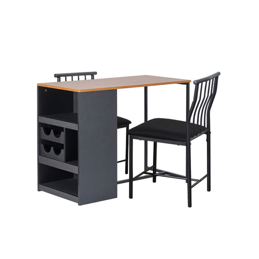 Space-Saving Bistro Dining Set for Two with Built-In Storage & Wine Rack