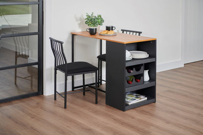 Space-Saving Bistro Dining Set for Two with Built-In Storage & Wine Rack