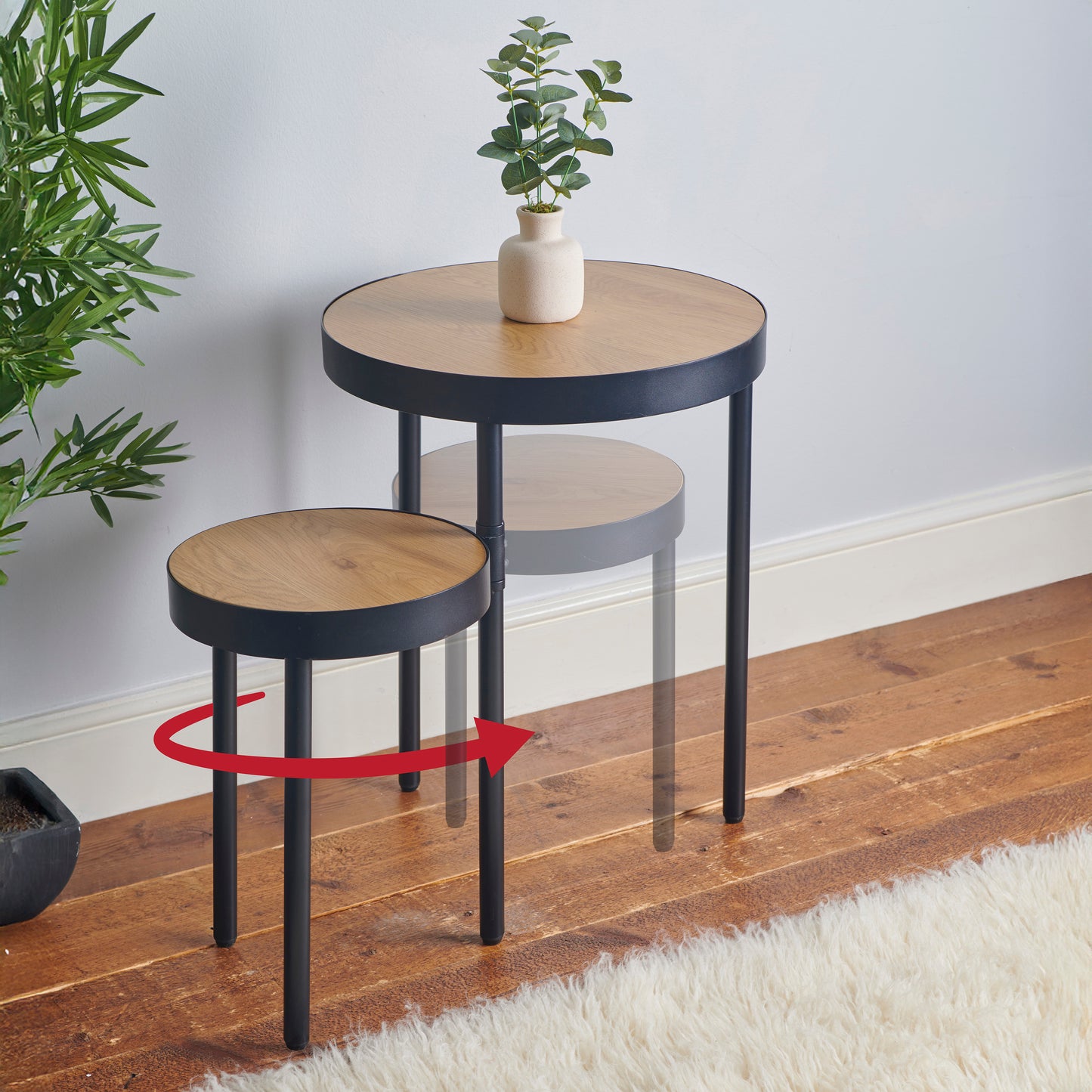 Rotating Dual-Layer Side Table – Space-Saving Modern Accent Table