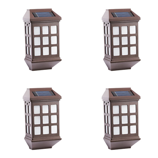 Pack of 4 Deluxe Solar Fence Lights – Warm White LED Outdoor Wall Lights