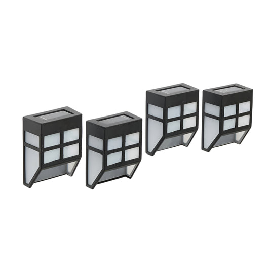 Pack of 4 Modern LED Solar Fence & Wall Lights with Auto Sensor