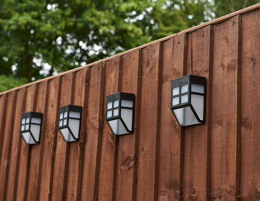 Pack of 4 Modern LED Solar Fence & Wall Lights with Auto Sensor