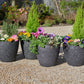 Pack of 4 Lightweight Black Granite Effect Garden Planters – Outdoor Pots