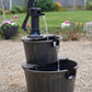 Rustic Solar Barrel Water Fountain with Cascading Pump Feature