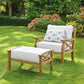 Sorrento Hardwood Armchair with Footstool – Rubberwood Outdoor Lounge Set with 15cm Cushions in Natural or Light Grey