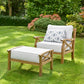 Sorrento Hardwood Armchair with Footstool – Rubberwood Outdoor Lounge Set with 15cm Cushions in Natural or Light Grey