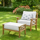 Sorrento Hardwood Armchair with Footstool – Rubberwood Outdoor Lounge Set with 15cm Cushions in Natural or Light Grey