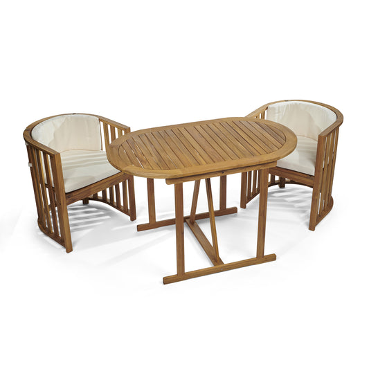 Chiltern Compact Acacia Wood Dining Set – Space-Saving Outdoor Bistro Set