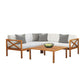 Kemberton Outdoor Wooden Corner Sofa Set with Cushions & Coffee Table – Sustainable Acacia Wood