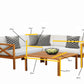 Kemberton Outdoor Wooden Corner Sofa Set with Cushions & Coffee Table – Sustainable Acacia Wood