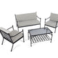 Doverdale Outdoor Steel Sofa Set with Cushions & Glass Coffee Table – Elegant Garden or Conservatory Seating