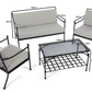 Doverdale Outdoor Steel Sofa Set with Cushions & Glass Coffee Table – Elegant Garden or Conservatory Seating