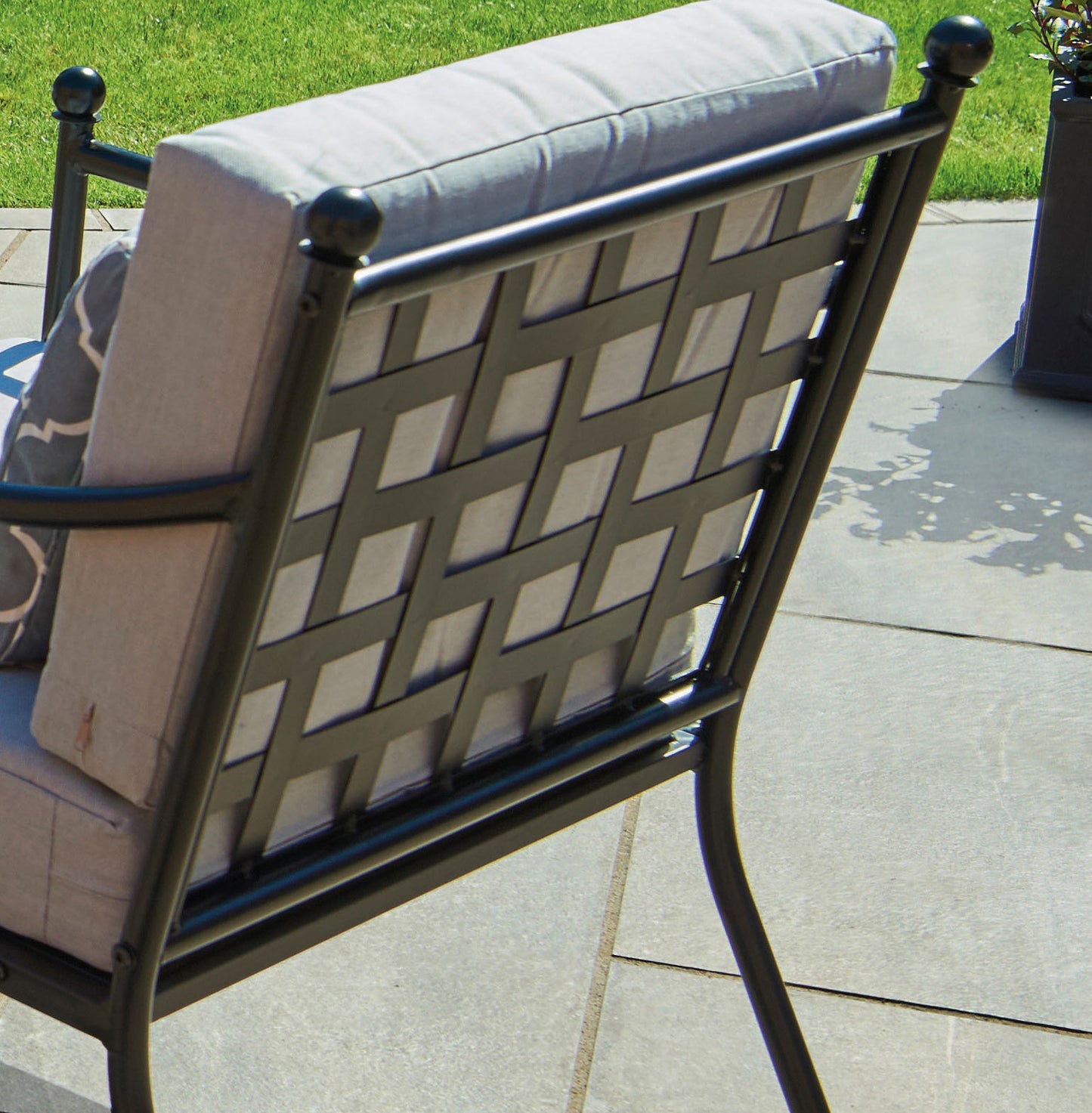 Doverdale Outdoor Steel Sofa Set with Cushions & Glass Coffee Table – Elegant Garden or Conservatory Seating