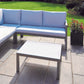 Oakley Grey Aluminium Outdoor Corner Sofa Set with Cushions & Glass-Top Coffee Table