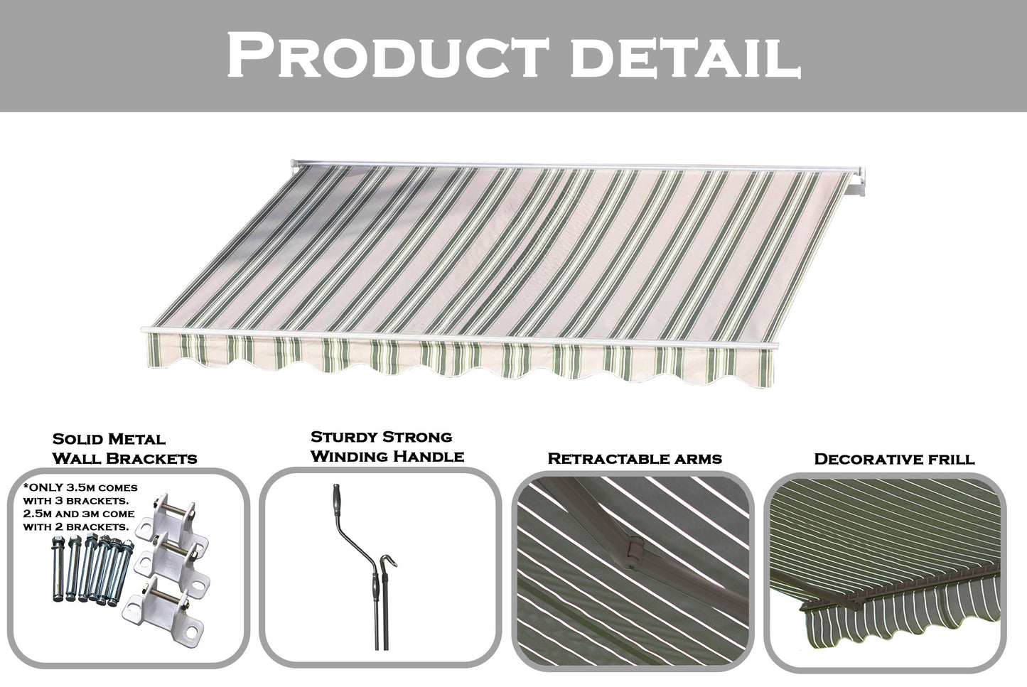 Easy Fit Greenhurst Ascot Patio Awning – Easy Fit Retractable Sun Canopy | 2.5m, 3m & 3.5m Widths